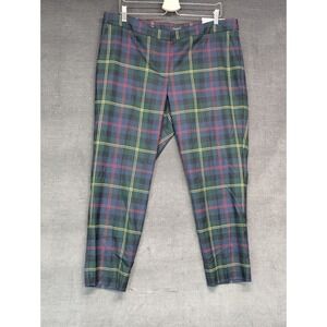 Talbots Hampshire Ankle Pant Green/Blue Plaid Holiday Party Classic Size 16P NWT